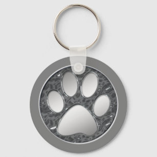 CHAVEIRO SILVER AND CHROME PAW PRINT