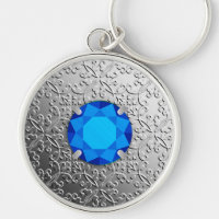 Silver Damask com gemstone faux sapphire