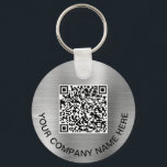 Chaveiro Silver de Promocional de Códigos QR Personalizados<br><div class="desc">Chaveiro de promocional moderno e simples para sua empresa ou organização com um fundo metálico falso em prata escovado. Introduza um endereço de Web site em cada lado para criar 2 códigos QR verificáveis e adicione duas linhas de texto personalizado, tais como o nome da sua empresa, o slogan, o...</div>