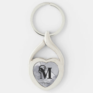 Chaveiro Silver Elegante e Monograma Negro