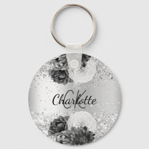 Chaveiro Silver florals nome elegante