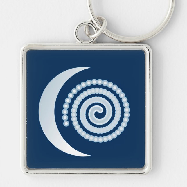 Chaveiro Silver Moon Spiral em azul escuro (Frente)