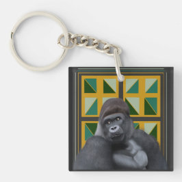 Chaveiro Silverback Gorilla Amarelo e Verde Geométrico