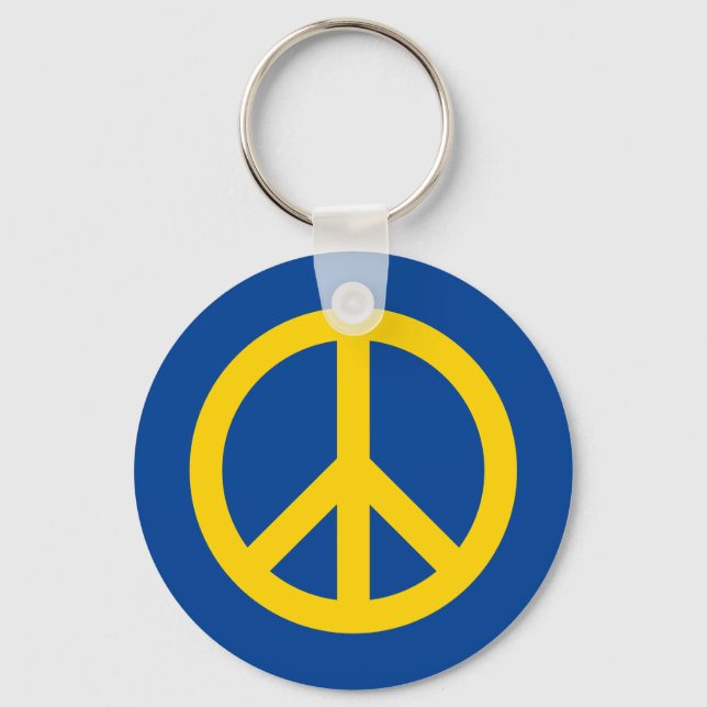Chaveiro Símbolo amarelo azul de paz na Ucrânia cores de ba (Frente)