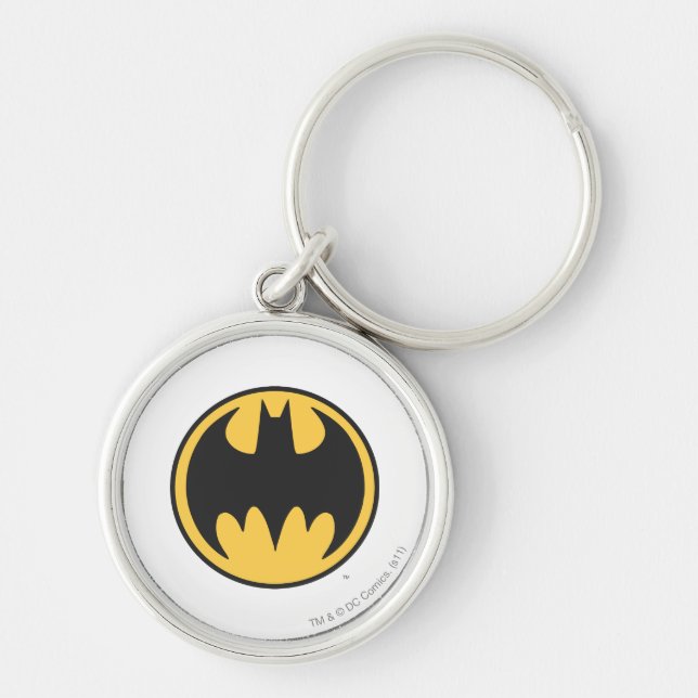 Chaveiro Símbolo Batman | Logotipo do círculo amarelo escur (Frente)