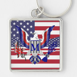 Chaveiro Símbolo de águia americana e bandeira