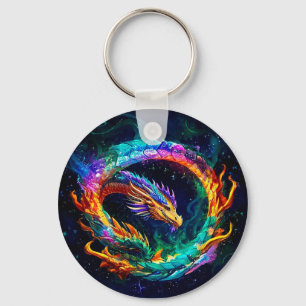 Chaveiro Símbolo de Arte do Dragão de Ouroboros Vibrante