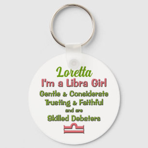 Chaveiro Símbolo de Estrela da Libra Rosa e Zodíaco Verde