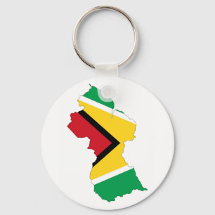 Chaveiro símbolo de forma do mapa de bandeira do país guyan