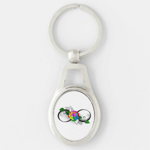 Chaveiro Símbolo de Infinito com Rosa Arco-íris
