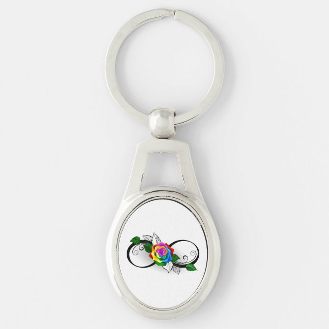 Chaveiro Símbolo de Infinito com Rosa Arco-íris (Frente)