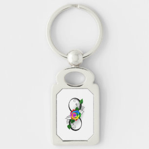 Chaveiro Símbolo de Infinito com Rosa Arco-íris