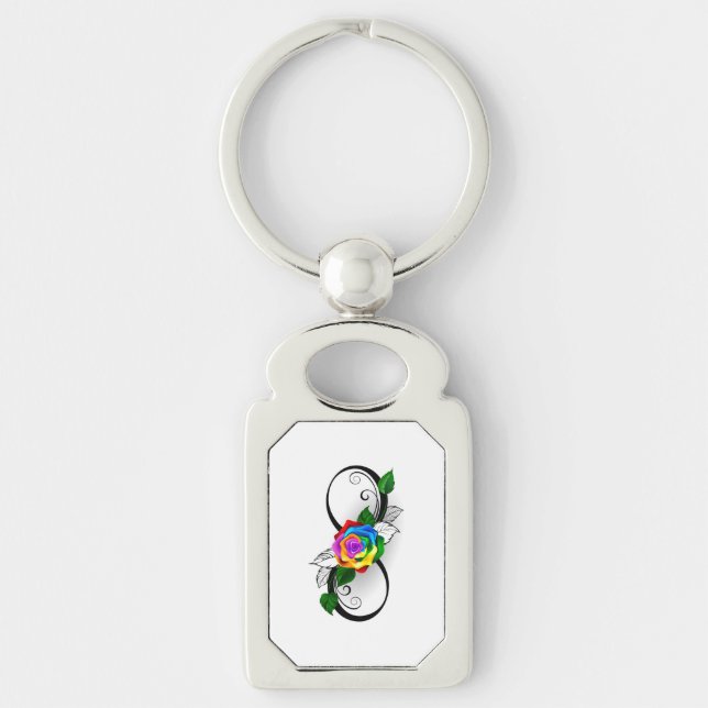 Chaveiro Símbolo de Infinito com Rosa Arco-íris (Frente)