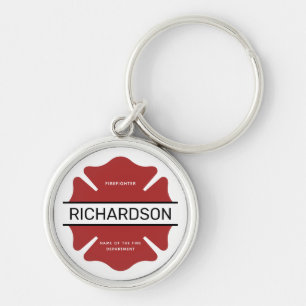 Chaveiro Símbolo de logotipo vermelho de bombeiro personali