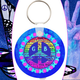 Chaveiro Símbolo de Paz Arco-Íris Aquarela Contra Azul Vibr