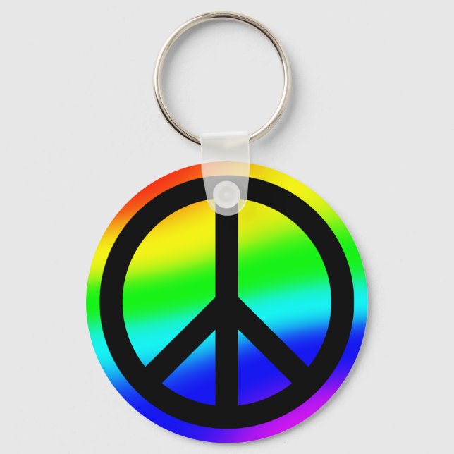 Chaveiro Símbolo de Paz Arco-íris Brilhante (Frente)