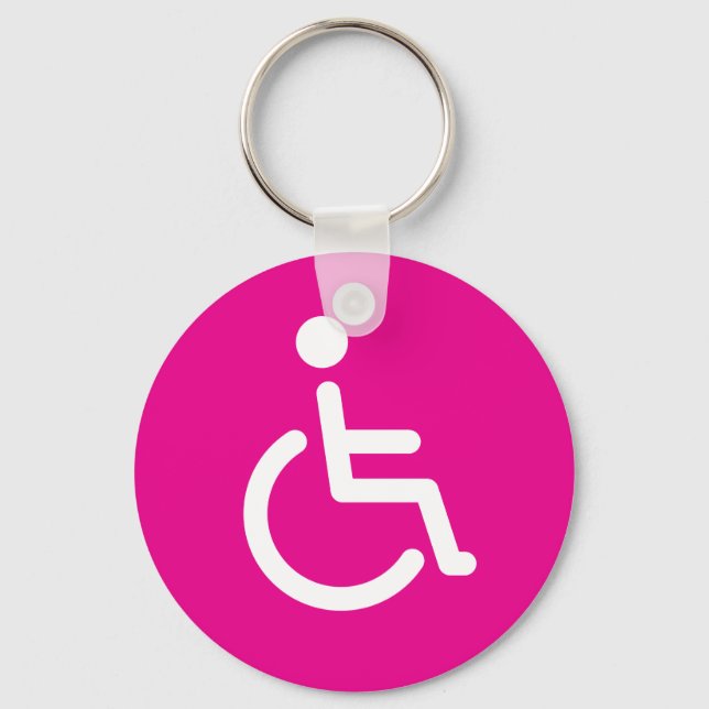 Chaveiro Símbolo desativado ou símbolo de deficiência rosa  (Frente)