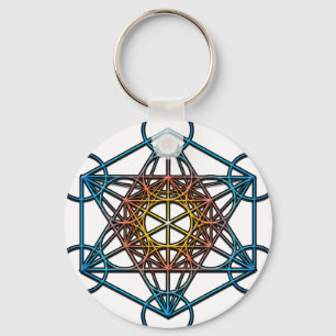 Chaveiro Símbolo do Cubo do Metatron (gradiente azul-amarel