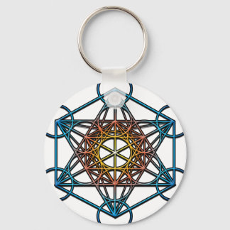 Chaveiro Símbolo do Cubo do Metatron (gradiente azul-amarel