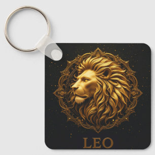 Chaveiro Símbolo do Leão Dourado Representando Força, Zodía