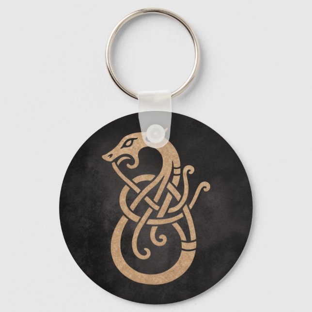 Chaveiro Símbolo do Nó de Serpente Viking Dourado (Frente)