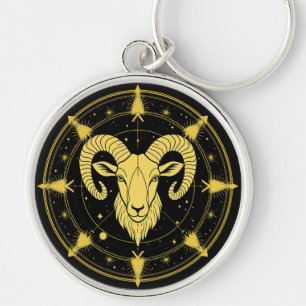 Chaveiro Símbolo Dourado do Zodíaco de Áries