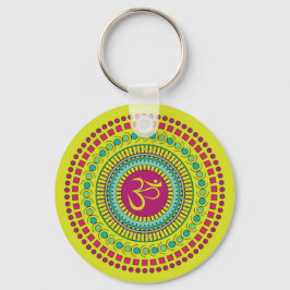 Chaveiro Símbolo Espiritual Mandala Om Verde Rosa Geométric