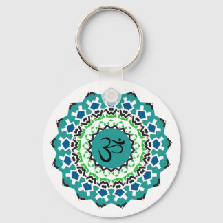 Chaveiro Símbolo Espiritual Mandala Yoga Om Turquoise Blue