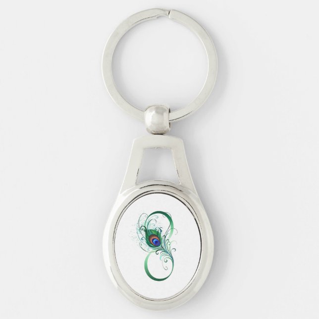 Chaveiro Símbolo Infinito com Pavão (Frente)