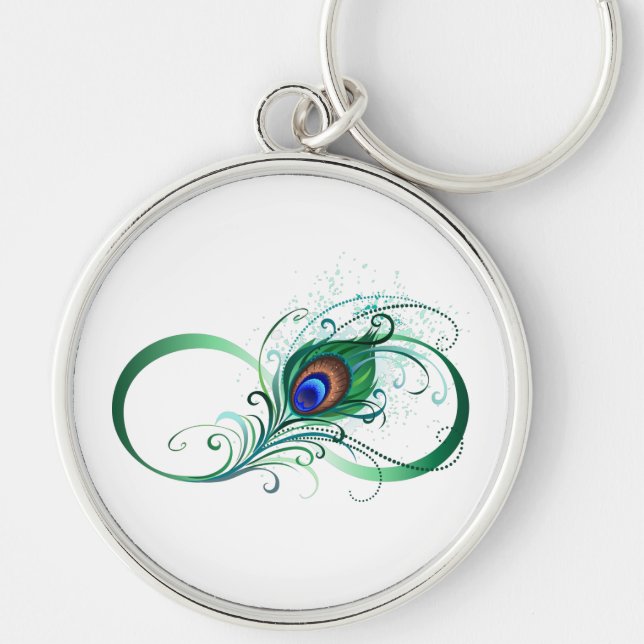 Chaveiro Símbolo Infinito com Pavão (Frente)
