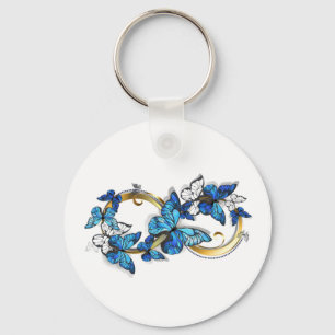 Chaveiro Símbolo Infinito de Borboletas Azuis Morpho