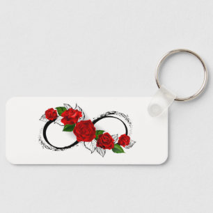Chaveiro Símbolo Infinity com Rosa vermelha