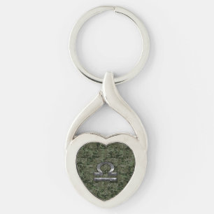 Chaveiro Símbolo Libra Zodíaco Camuflagem Digital Woodlan