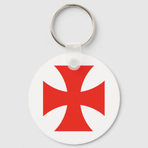 Chaveiro símbolo malta templar tricota vermelho cruz