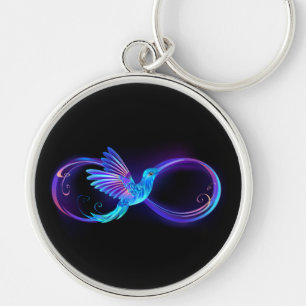 Chaveiro Símbolo Neon Infinity com Hummingbird brilhante