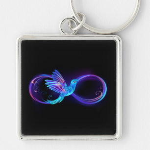 Chaveiro Símbolo Neon Infinity com Hummingbird brilhante