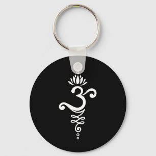Chaveiro Símbolo Om Mantra Yoga Com Flor de Lótus e Unalom