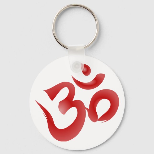 Chaveiro Símbolo Red Hindu Om Aum Devanagari Calligrafia (Frente)