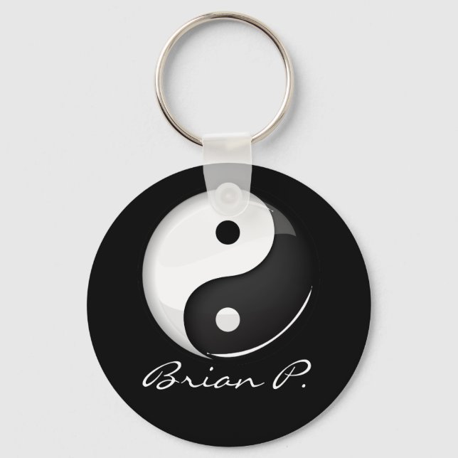 Chaveiro Símbolo Shiny Round Yin Yang Personalizado (Frente)