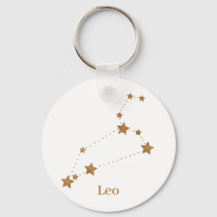 Chaveiro Símbolo Zodiac Moderno Dourado Leo   Elemento Fogo