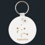 Chaveiro Símbolo Zodíaco Moderno Aquário Dourado | Ar de el<br><div class="desc">Símbolo Zodíaco Moderno Aquário Dourado | Ar de elemento</div>