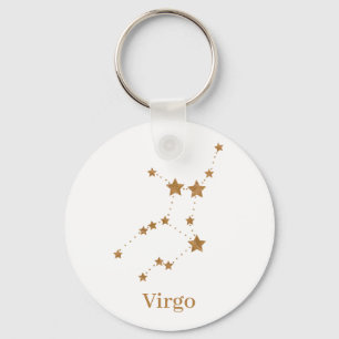 Chaveiro Símbolo Zodiano Moderno Dourado Virgo   Elemento 