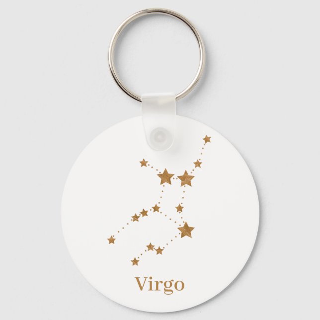 Chaveiro Símbolo Zodiano Moderno Dourado Virgo | Elemento T (Frente)