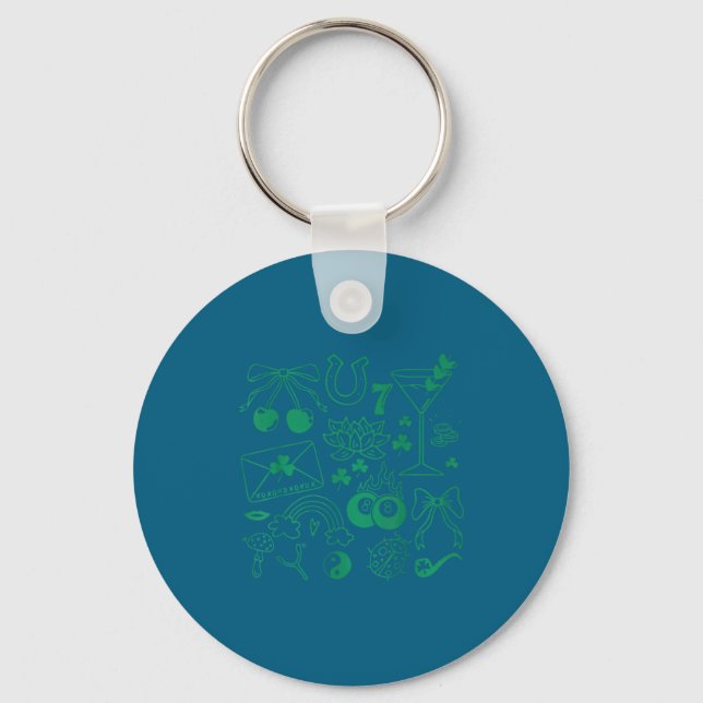 Chaveiro Símbolos da Sorte do Dia de São Patrício Amuletos  (Frente)