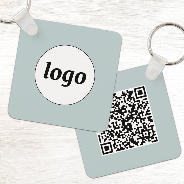Chaveiro Simple Logo QR Code Business (Simple logo with QR code business branding promotional keychain)