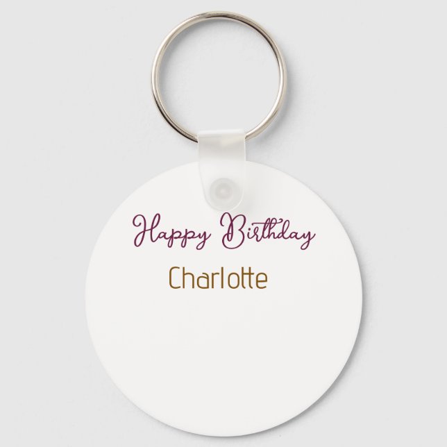Chaveiro SIMPLE MINIMAL.CUTE ADICIONE NOME BEBÊ feliz anive (Frente)