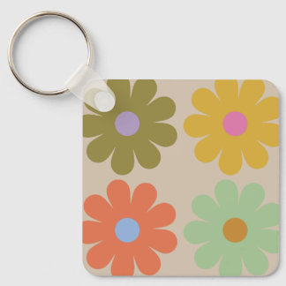 Chaveiro Simple Pastel Vintage Flower Pattern