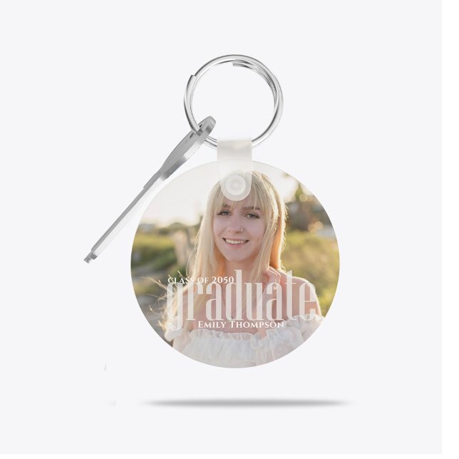 Chaveiro Simple Photo Graduate Keepsake Custom (Graduate photo typography custom keychain.)