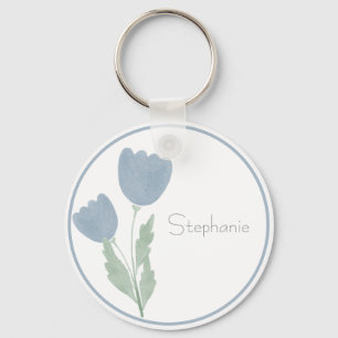 Chaveiro Simples Aquarela Floral Seu Nome