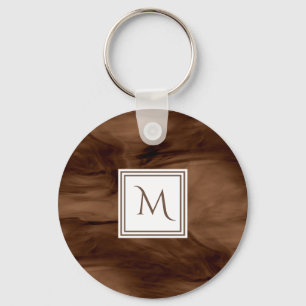 Chaveiro Simples Castanho Escuro Sutil Marble Monograma Mod